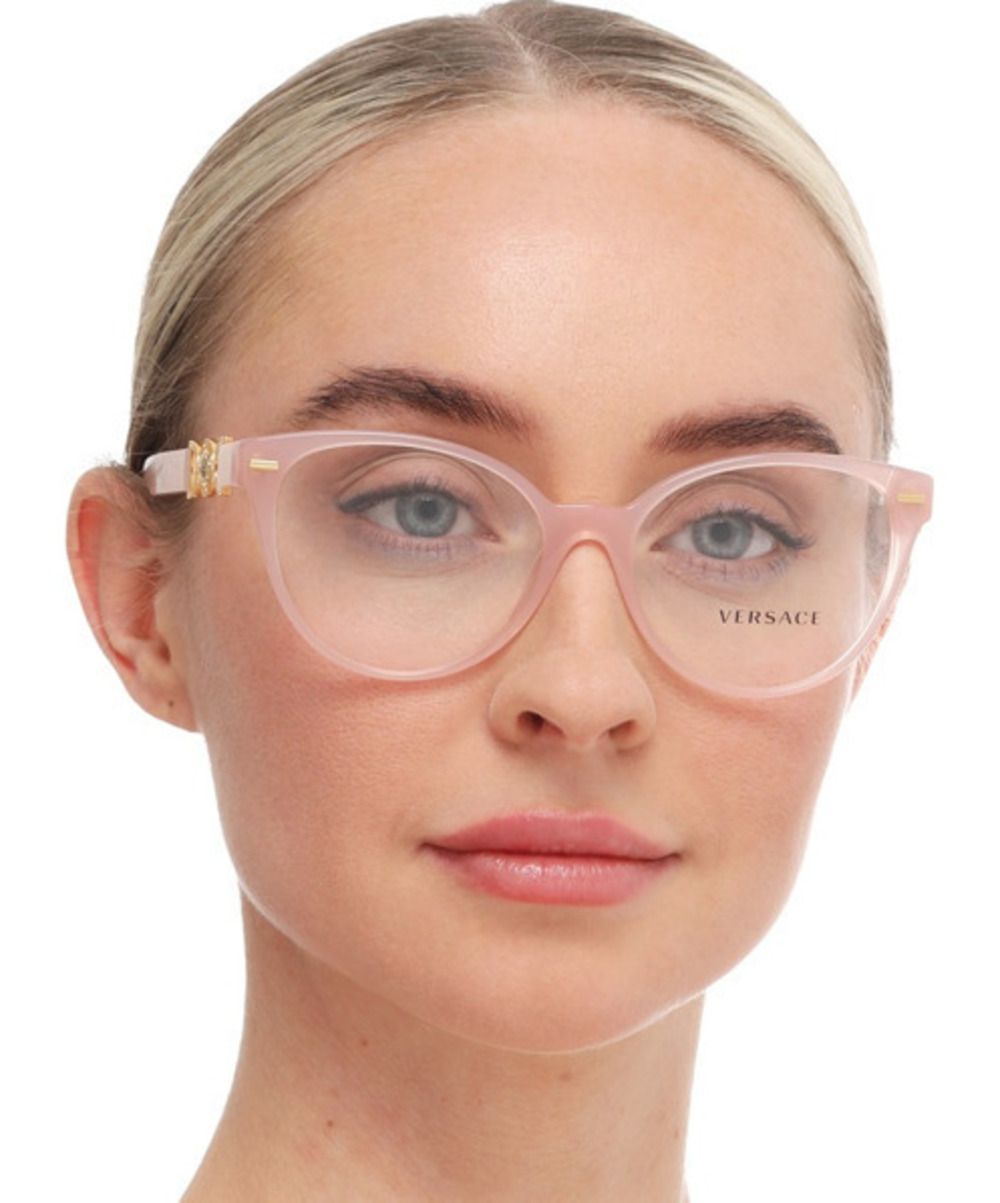 NWT Versace VE3334-5402-55 Pink Cat-Eye 55mm Glasses